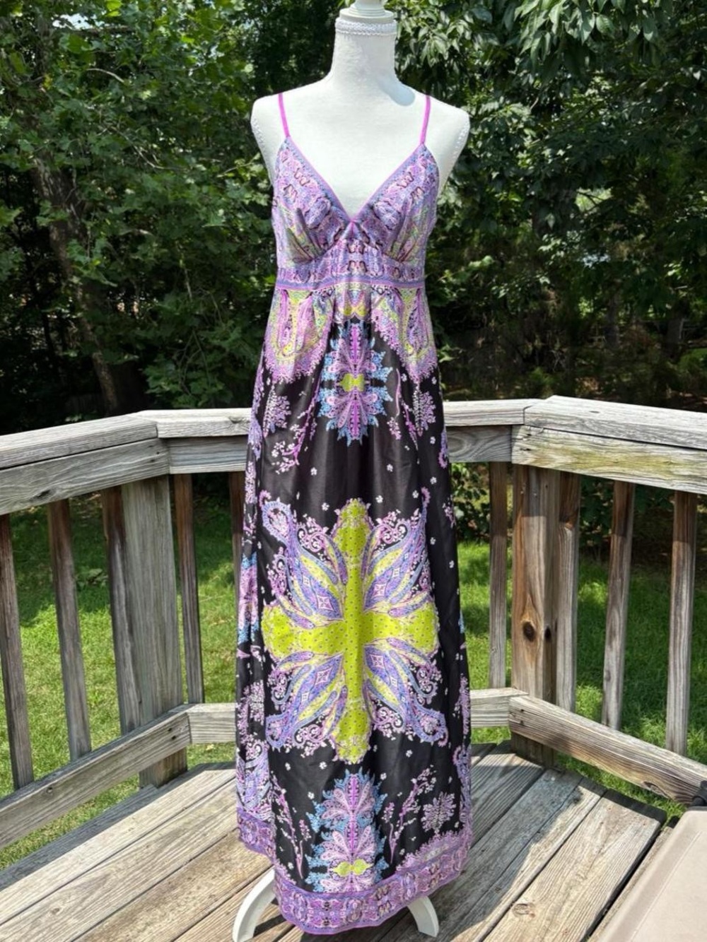 ECI New York purple & black paisley maxi dress